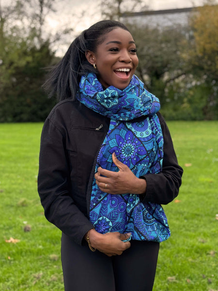 Bufanda de invierno estampado africano para Adultos Unisex - Mandala Azul