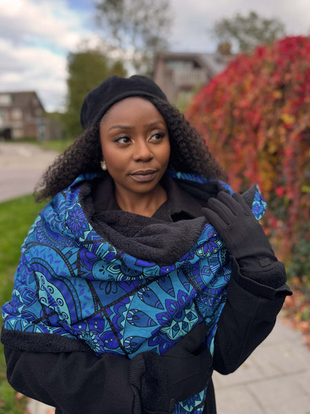 Bufanda de invierno estampado africano para Adultos Unisex - Mandala Azul