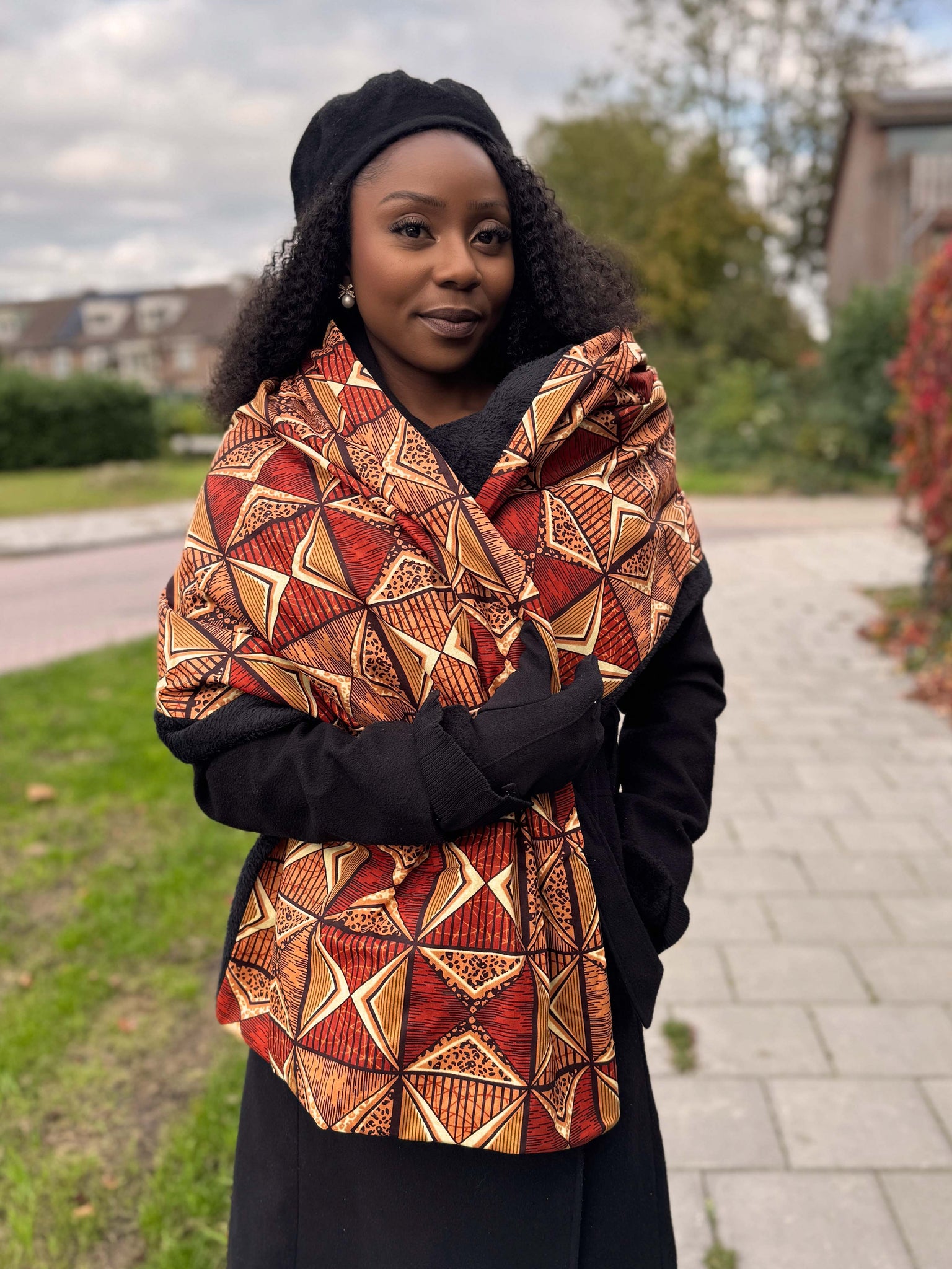 Bufanda de invierno estampado africano para Adultos Unisex - Prism Marrón