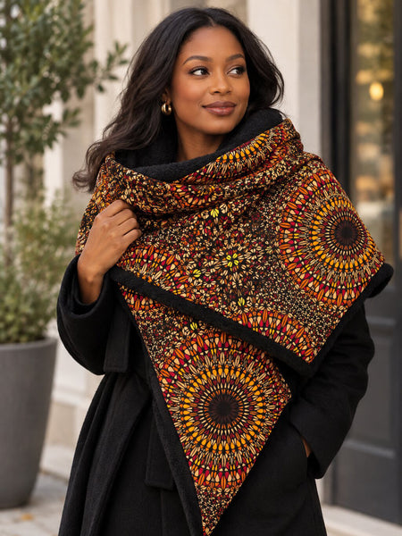 Bufanda de invierno estampado africano para Adultos Unisex - Marrón Savanna Sun