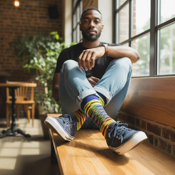 Calcetines africanos / Calcetines afro / Juego de 3 pares - Verde Kente KOFI