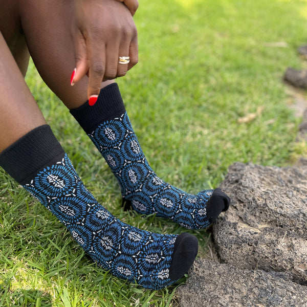 Calcetines africanos / Calcetines afro / Juego de 3 pares - Azul