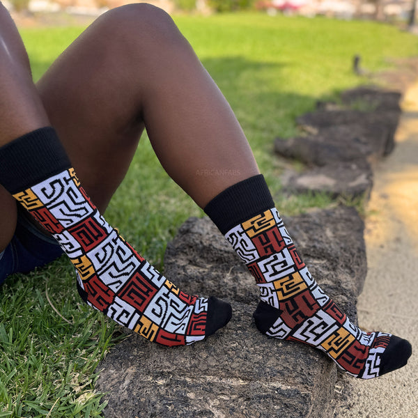 Calcetines africanos / Calcetines afro / Juego de 3 pares - Marrón ADWOA