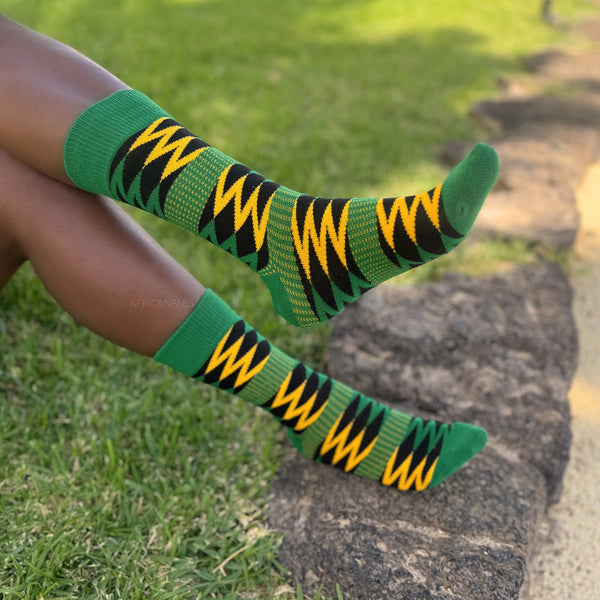 Calcetines africanos / Calcetines afro / Juego de 3 pares - Verde Kente KOFI