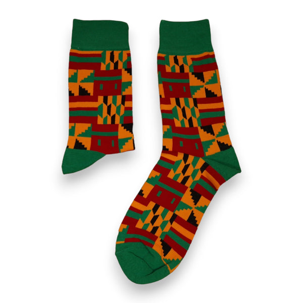 Calcetines africanos / Calcetines afro / Calcetines kente - Verde / naranja