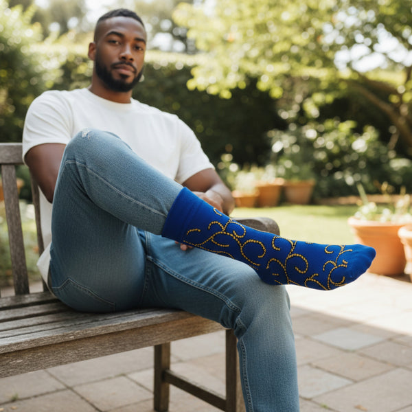 Calcetines africanos / Calcetines afro / Juego de 3 pares - Azul KWABENA