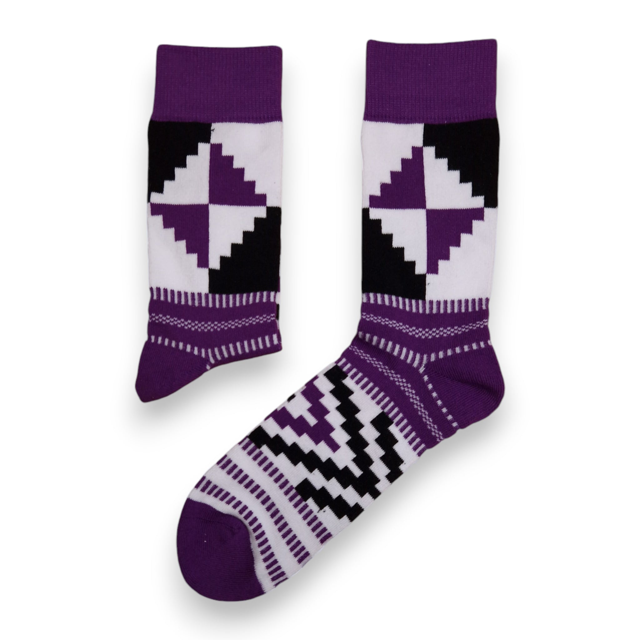 Calcetines africanos / Calcetines afro / Calcetines kente - Blanco Morado