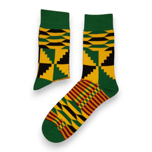 Calcetines africanos / Calcetines afro / Calcetines kente - Verde Amarillo