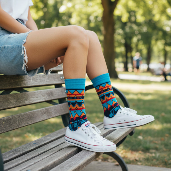 Calcetines africanos / Calcetines afro / Calcetines kente - Azul Naranja Tribal print