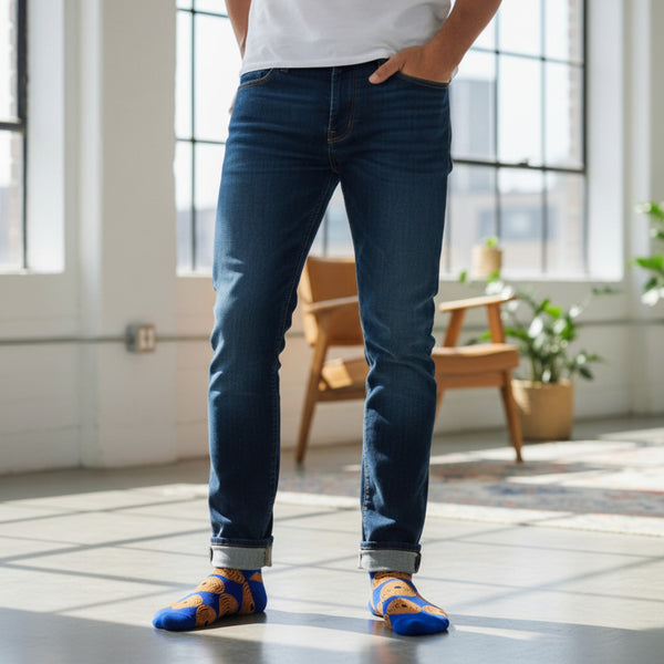 Calcetines africanos / Calcetines afro / Juego de 3 pares - Azul KWABENA