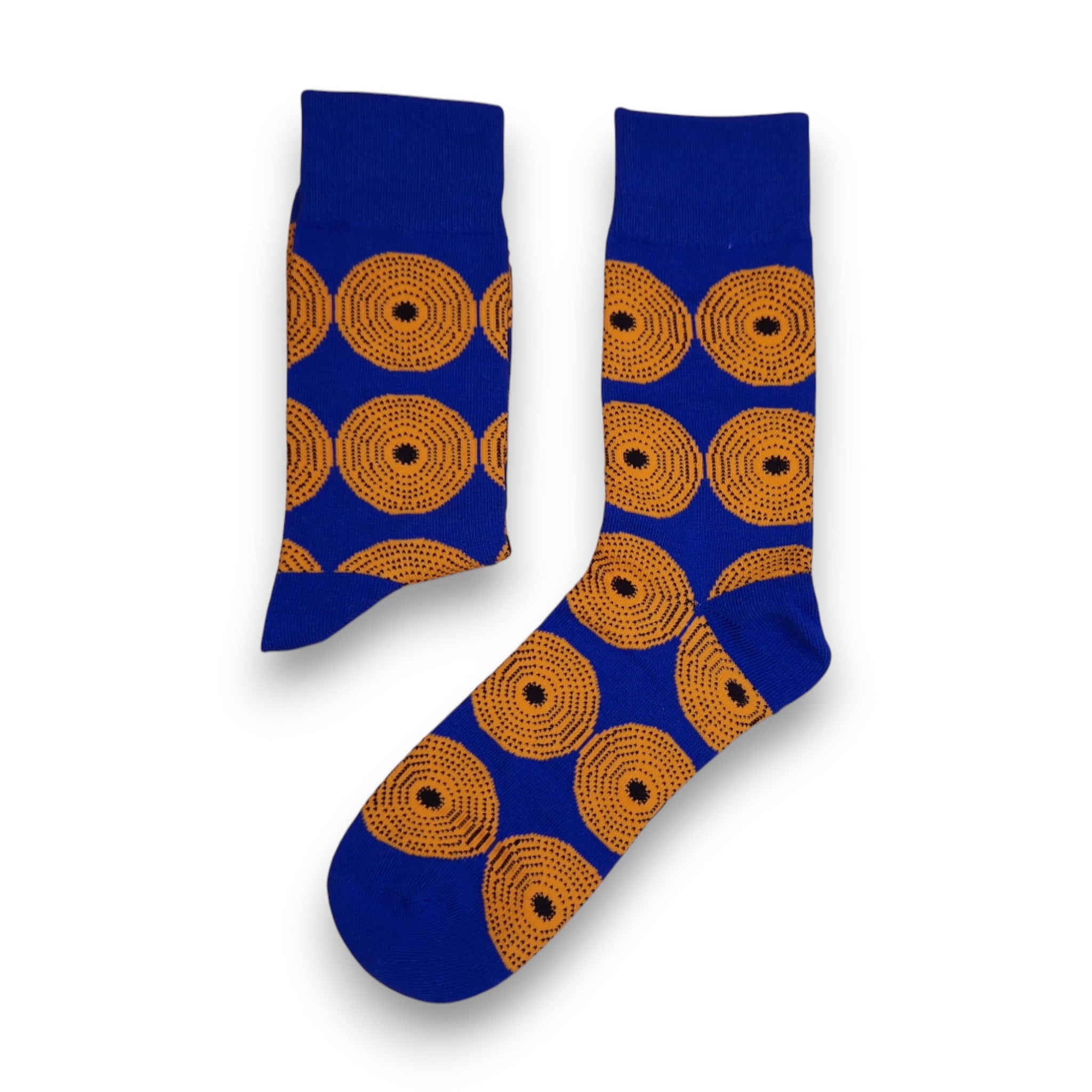 Calcetines africanos / Calcetines afro / Calcetines kente - Azul Amarillo Circles