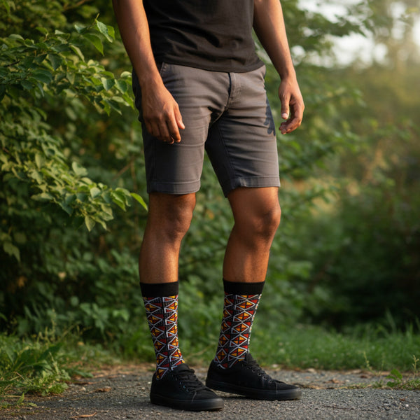 Calcetines africanos / Calcetines afro / Calcetines kente - Granate Bogolan