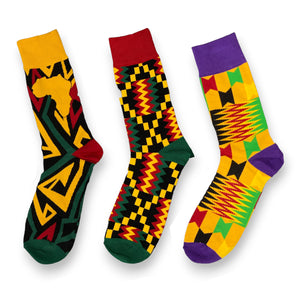 Calcetines africanos / Calcetines afro / Calcetines kente - Juego de 3 pares  ( OWO )