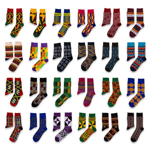 Mezcla de 24 pares diferentes - Calcetines Africanos / Calcetines Afro / Calcetines Kente - Todos los 24 estilos