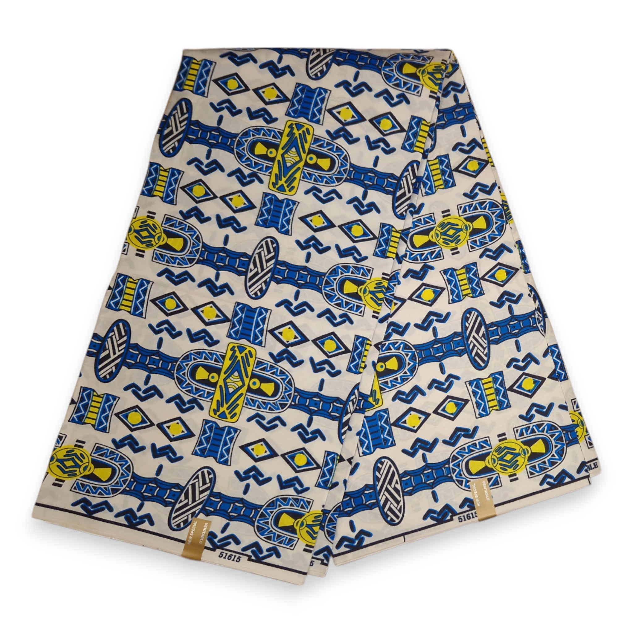 Tela estampada africana - Blanco Azul - Poly