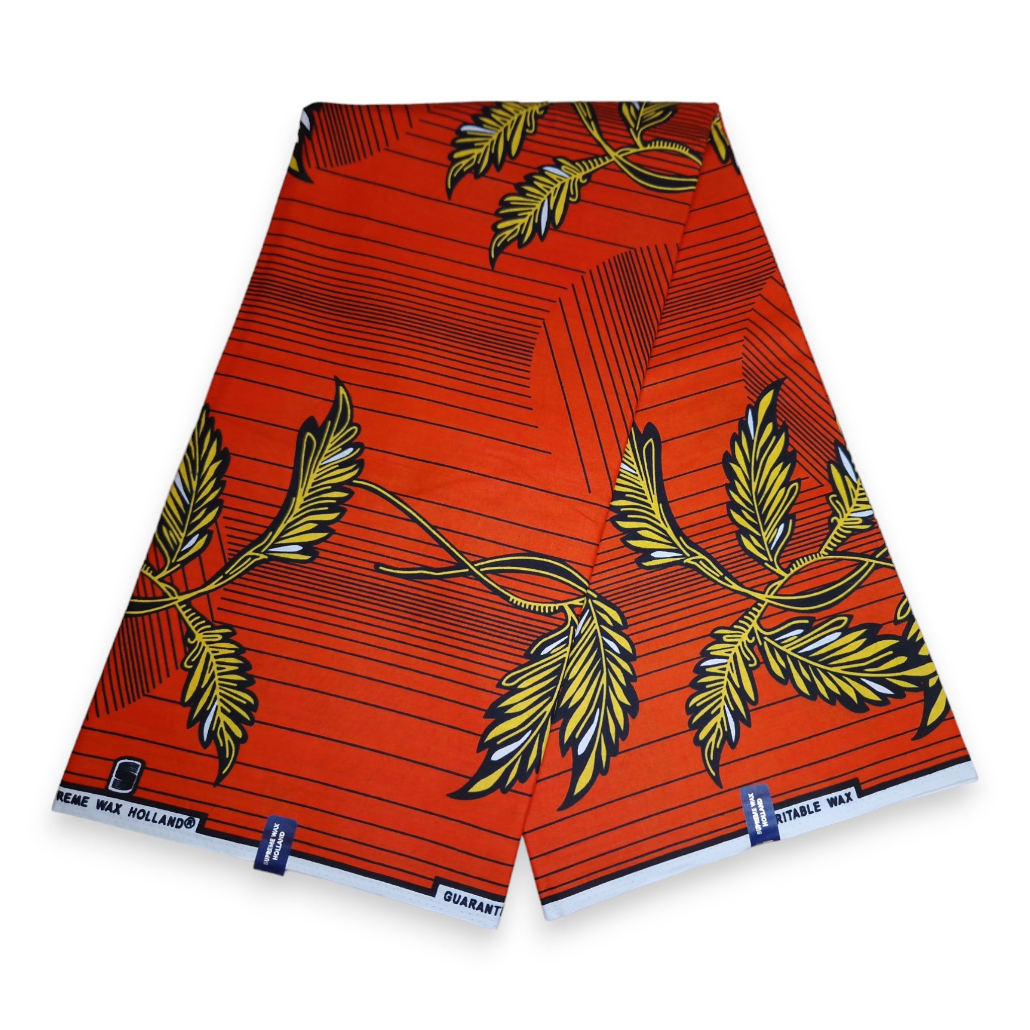 Tela estampada Wax Africana - Naranja small twigs