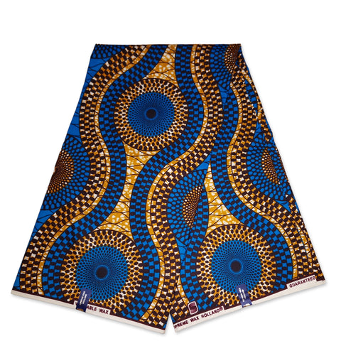 Tela estampada Wax Africana - Azul dotted patterns