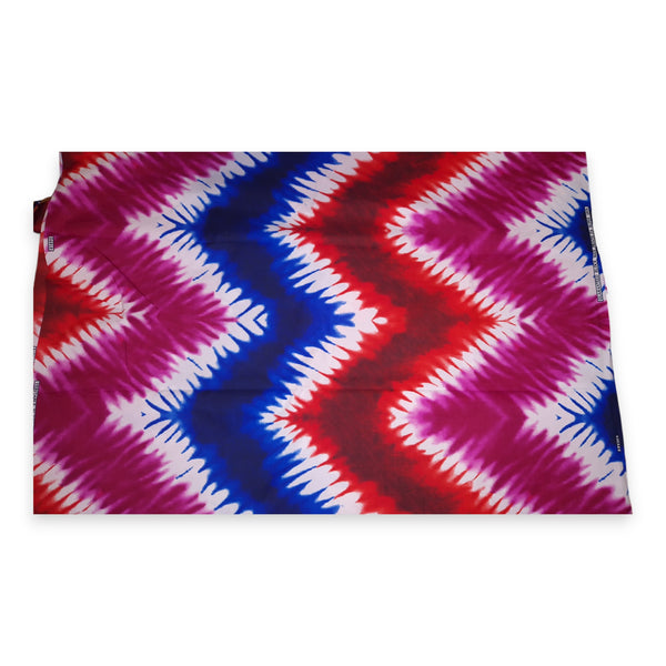 Tela estampada africana - Rojo / Azul / Rosa  Tie Dye - Polialgodón