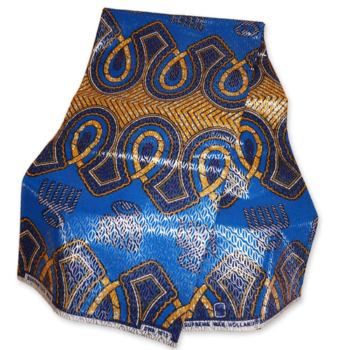 Tela estampada Wax Africana Osikani - Azul efecto PLATA