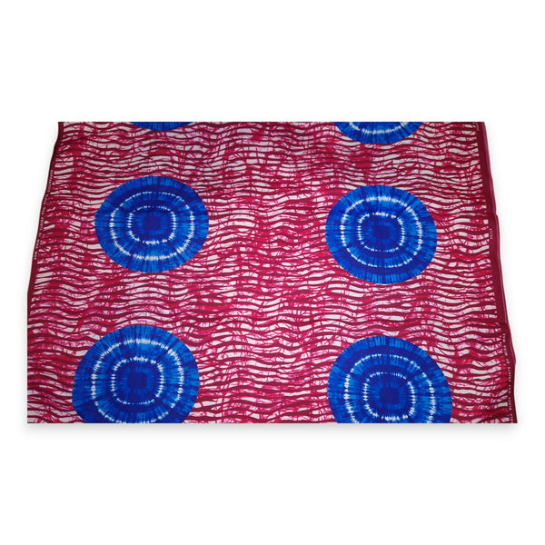 Tela estampada africana - Rosa / Azul Tie Dye - Polialgodón