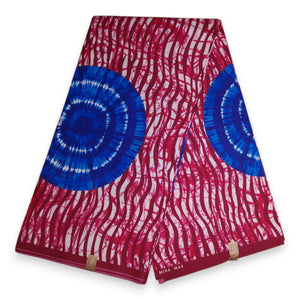 Tela estampada africana - Rosa / Azul Tie Dye - Polialgodón