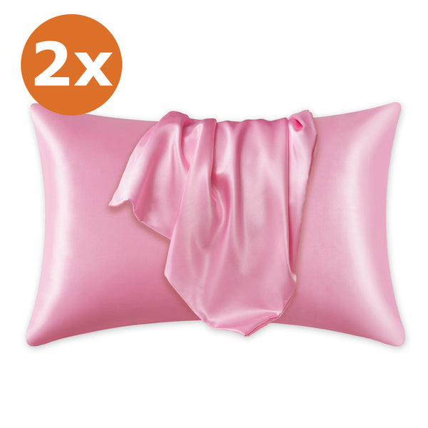 2 PIEZAS - Funda de almohada de satén Rosa 60 x 70 cm tamaño de almohada - Funda de almohada / funda de cojín de satén sedoso