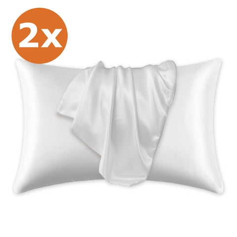 2 PIEZAS - Funda de almohada de satén Blanco 60 x 70 cm tamaño de almohada - Funda de almohada / funda de cojín de satén sedoso