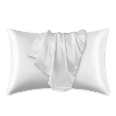 Funda de almohada de satén Blanco 60 x 70 cm tamaño de almohada - Funda de almohada / funda de cojín de satén sedoso