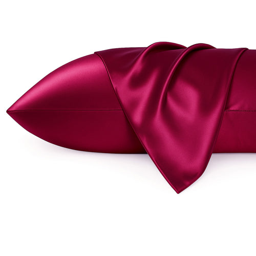 2 PIEZAS - Funda de almohada de satén Rojo 60 x 70 cm tamaño de almohada - Funda de almohada / funda de cojín de satén sedoso