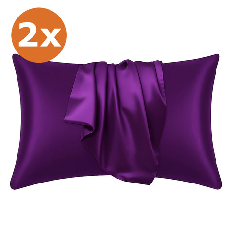 2 PIEZAS - Funda de almohada de satén Fucsia 60 x 70 cm tamaño de almohada - Funda de almohada / funda de cojín de satén sedoso
