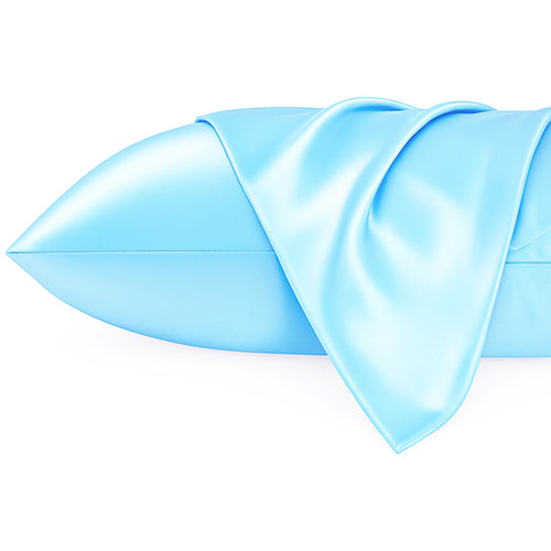 Funda de almohada de satén Azul claro 60 x 70 cm tamaño de almohada - Funda de almohada / funda de cojín de satén sedoso
