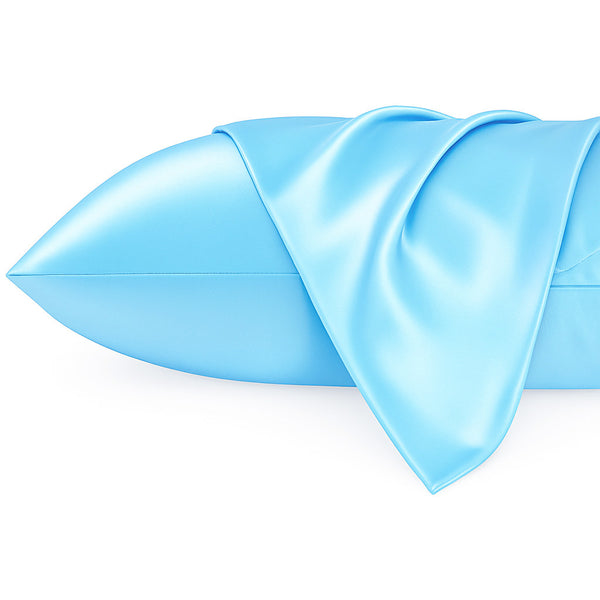 Funda de almohada de satén Azul claro 60 x 70 cm tamaño de almohada - Funda de almohada / funda de cojín de satén sedoso