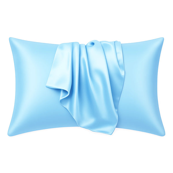 Funda de almohada de satén Azul claro 60 x 70 cm tamaño de almohada - Funda de almohada / funda de cojín de satén sedoso