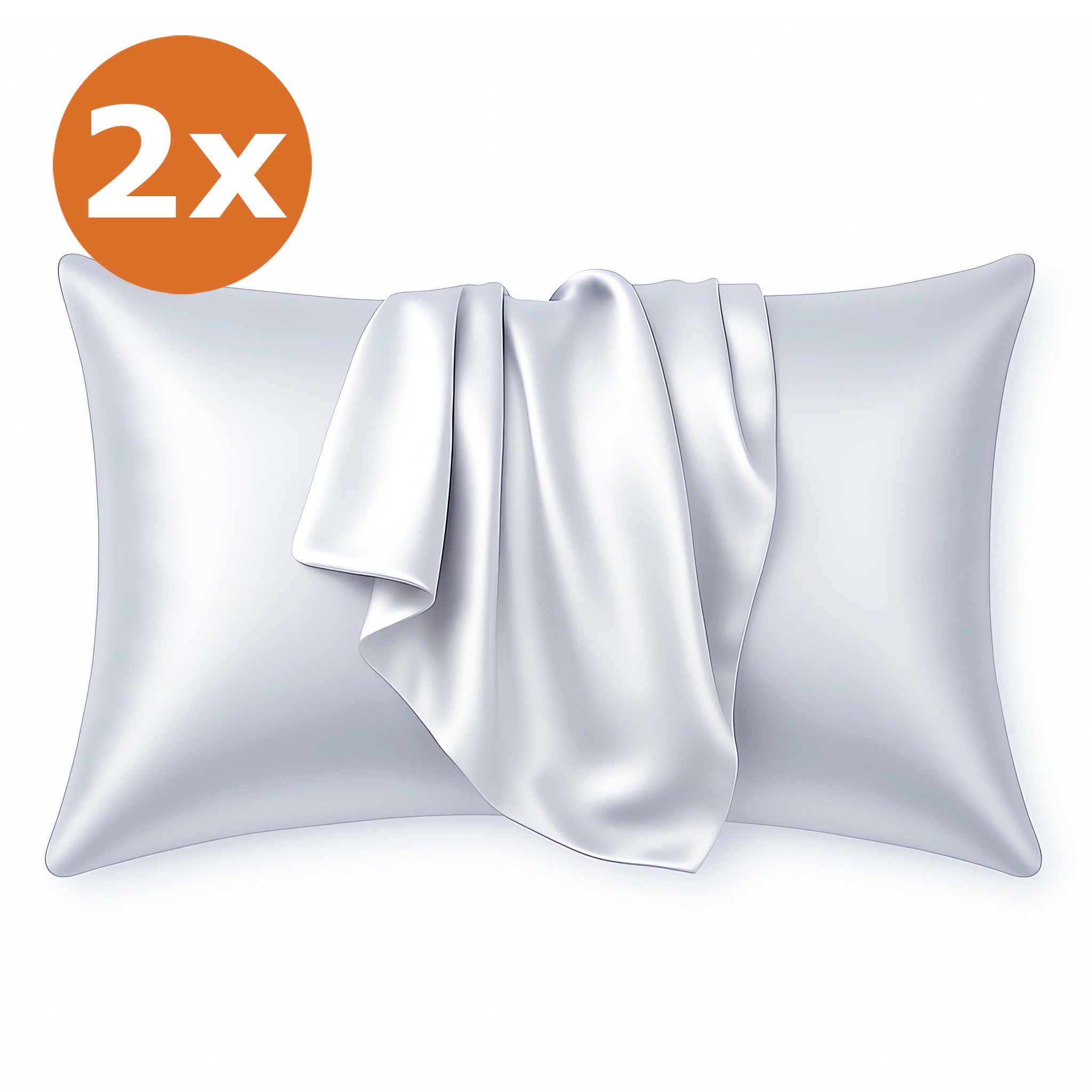 2 PIEZAS - Funda de almohada de satén Gris plateado 60 x 70 cm tamaño de almohada - Funda de almohada / funda de cojín de satén sedoso