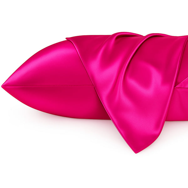 Funda de almohada de satén Fucsia 60 x 70 cm tamaño de almohada - Funda de almohada / funda de cojín de satén sedoso
