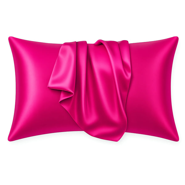 Funda de almohada de satén Fucsia 60 x 70 cm tamaño de almohada - Funda de almohada / funda de cojín de satén sedoso