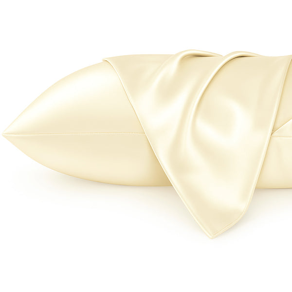 Funda de almohada de satén Marfil 60 x 70 cm tamaño de almohada - Funda de almohada / funda de cojín de satén sedoso