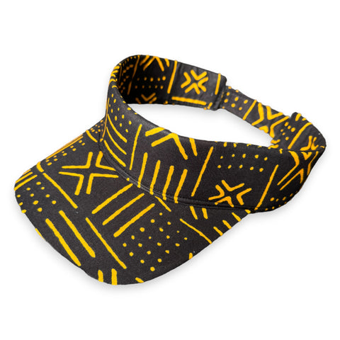 Gorras de visera con estampado africano - Negro / Amarillo bogolan