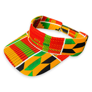 Gorras de visera con estampado africano - Kente verde / amarillo