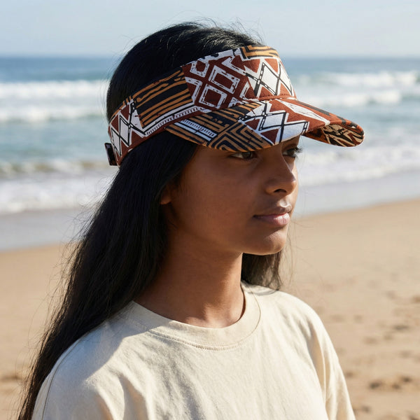Gorras de visera con estampado africano - Marrón Bogolan Mosaic