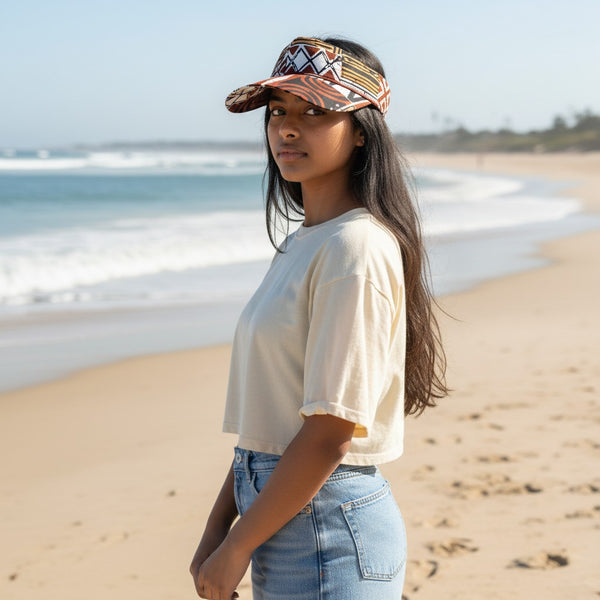 Gorras de visera con estampado africano - Marrón Bogolan Mosaic