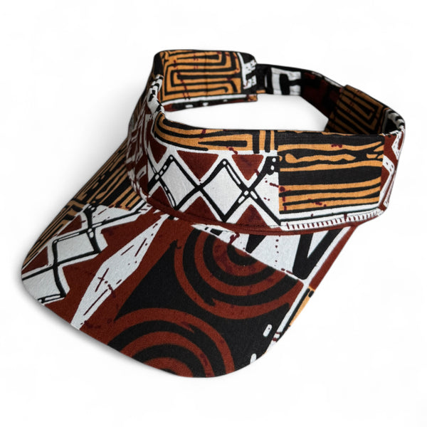 Gorras de visera con estampado africano - Marrón Bogolan Mosaic