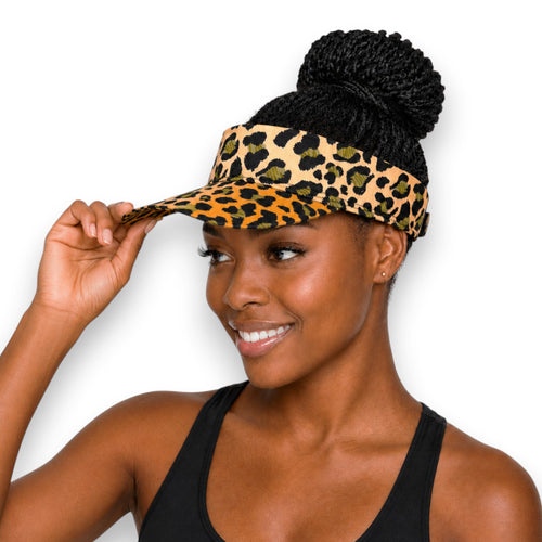 Gorras de visera con estampado africano - Naranja Beige Leopard Queen