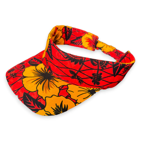 Gorras de visera con estampado africano - Flores rojas / amarillas
