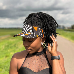 Gorras de visera con estampado africano - Negro / naranja