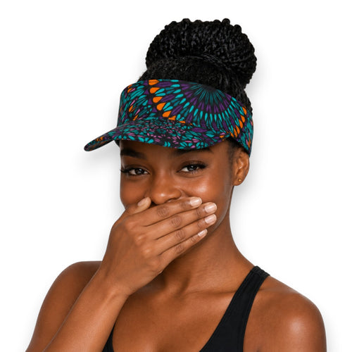 Gorras de visera con estampado africano - Turquesa Morado Ocean Eye