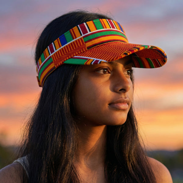 Gorras de visera con estampado africano - Naranja kente