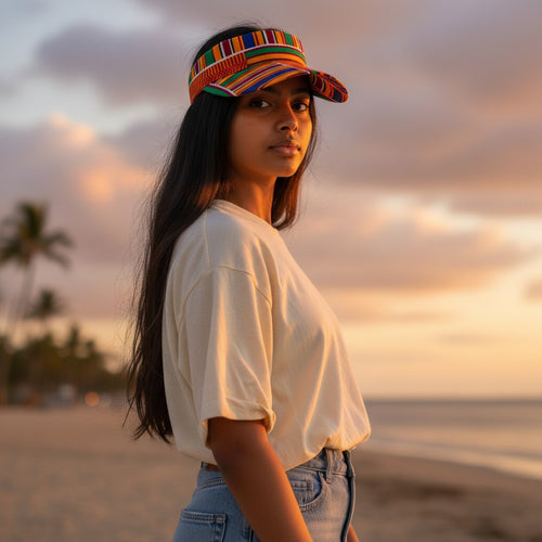 Gorras de visera con estampado africano - Naranja kente