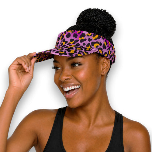 Gorras de visera con estampado africano - Morado Leopardo Spots