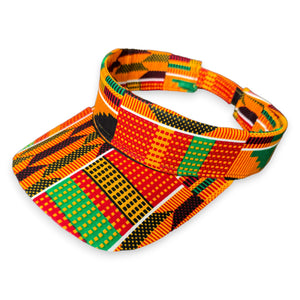 Gorras de visera con estampado africano - Naranja / verde kente